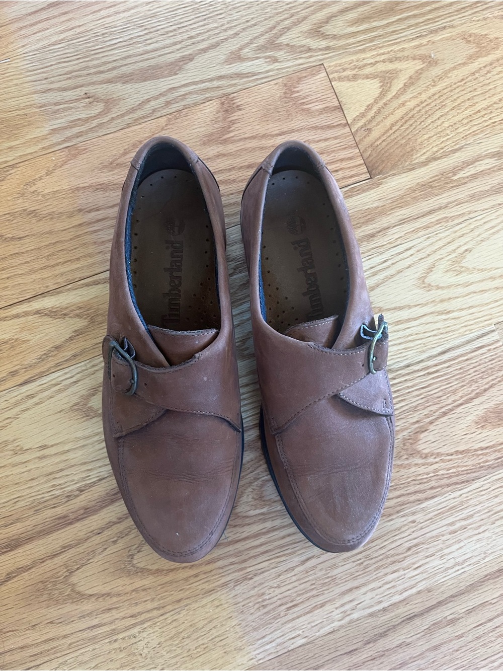 Timberland Women's Brown Leather Monk Strap Loafers